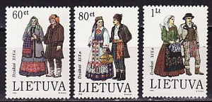 Литва, 1993, Народные костюмы (II), 3 марки